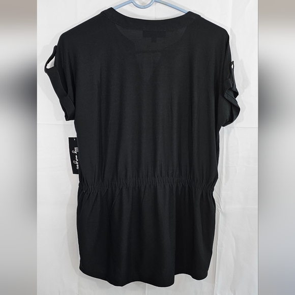 NWT Lily Morgan S Women black shirt top. Short sleeves small - Picture 3 of 4